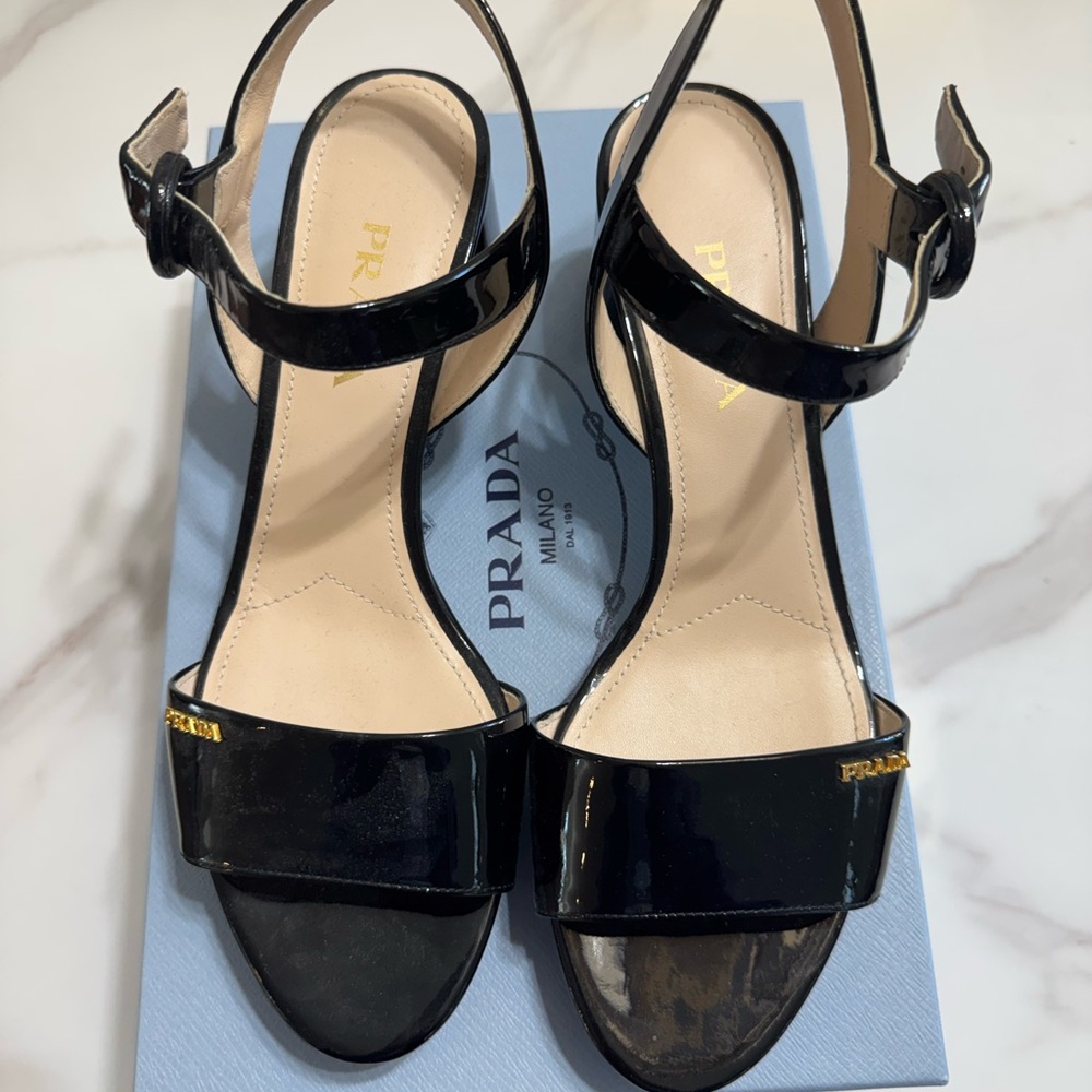 Prada Women's Glossy Black Sandals